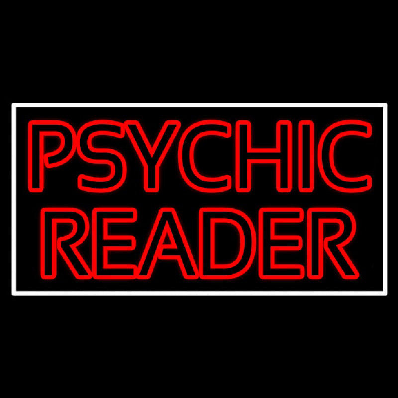 Red Double Stroke Psychic Reader White Border Neonkyltti