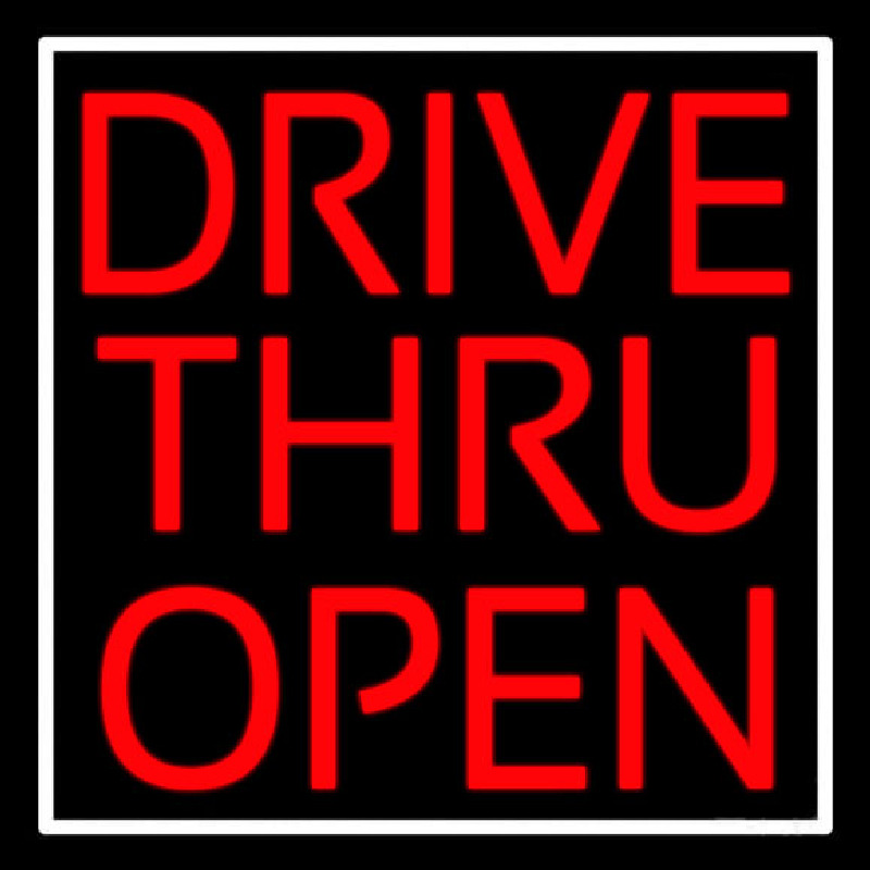 Red Drive Thru Open Neonkyltti