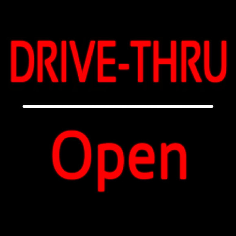 Red Drive Thru Open White Line Neonkyltti