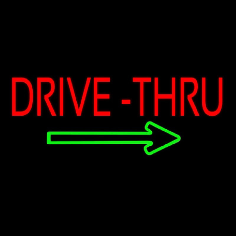 Red Drive Thru With Green Arrow Neonkyltti