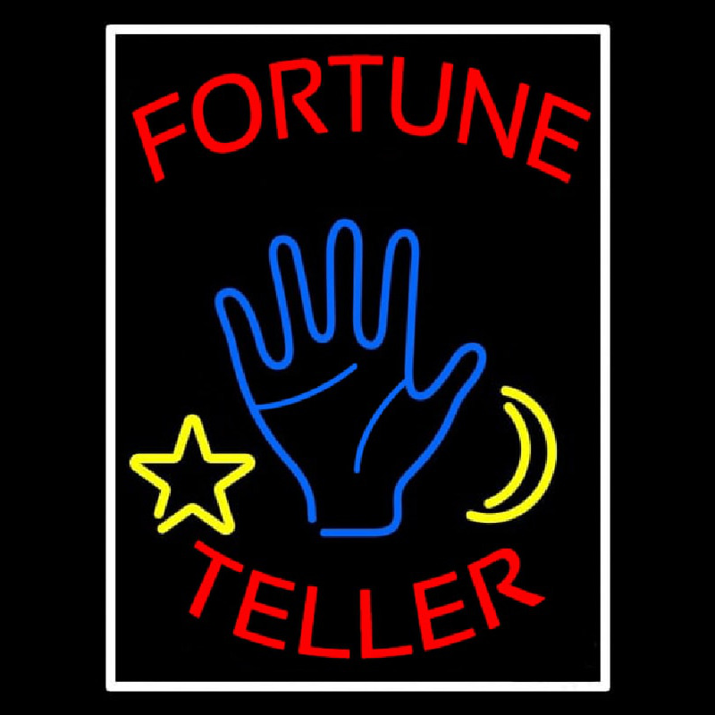 Red Fortune Teller With Logo And White Border Neonkyltti