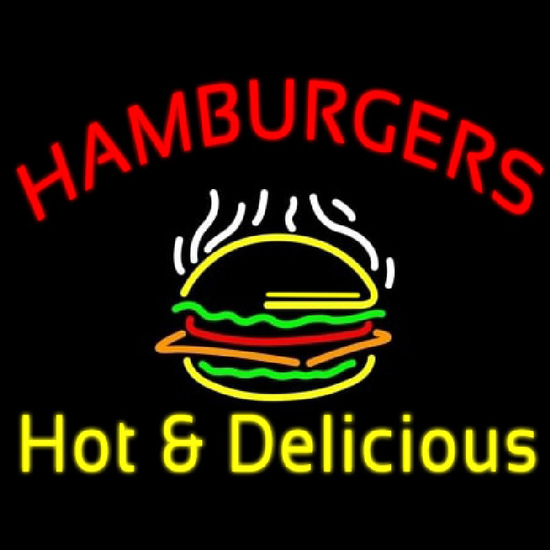 Red Hamburgers Hot And Delicious Neonkyltti