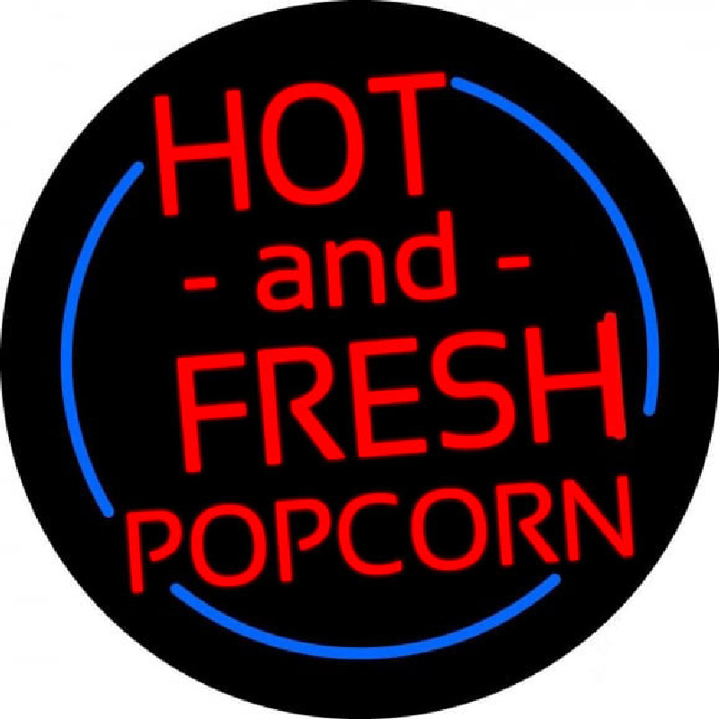 Red Hot And Fresh Popcorn With Border Neonkyltti