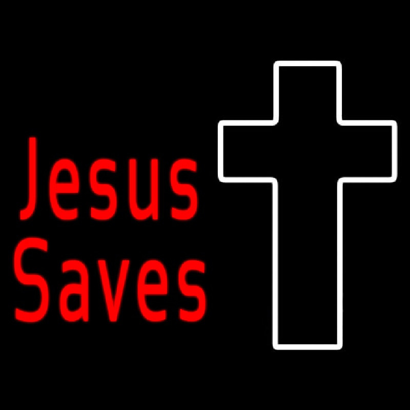Red Jesus Saves With Cross Neonkyltti
