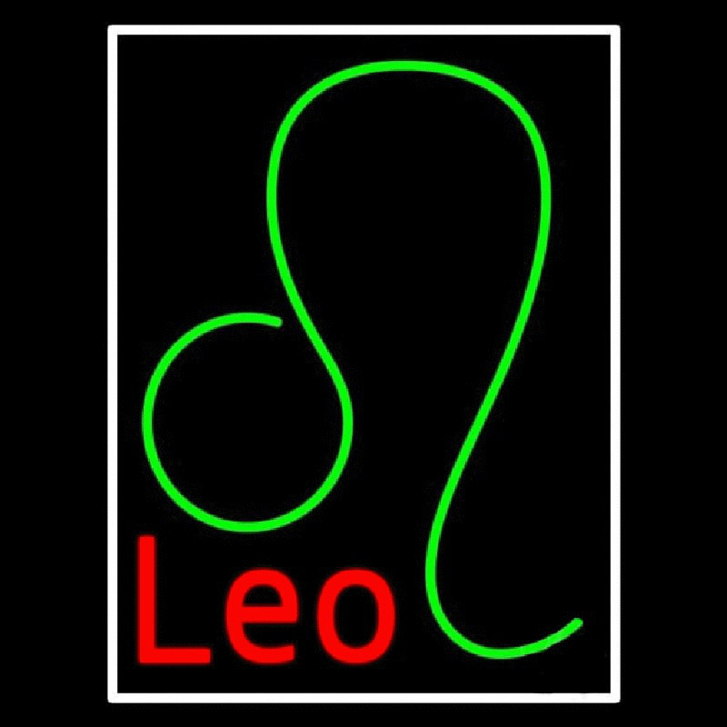 Red Leo Zodiac White Border Neonkyltti