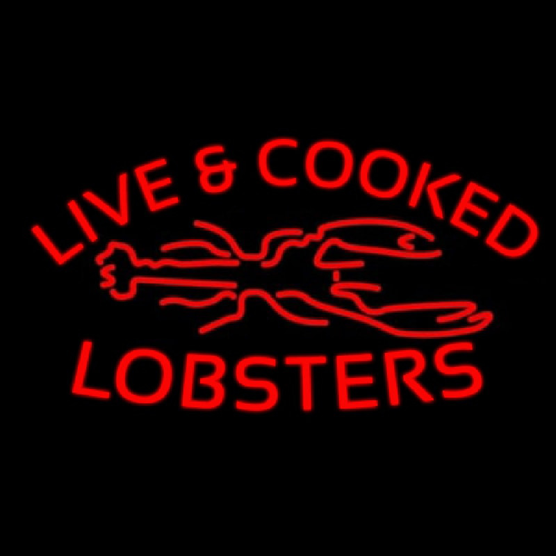 Red Live And Cooked Lobsters Seafood Neonkyltti