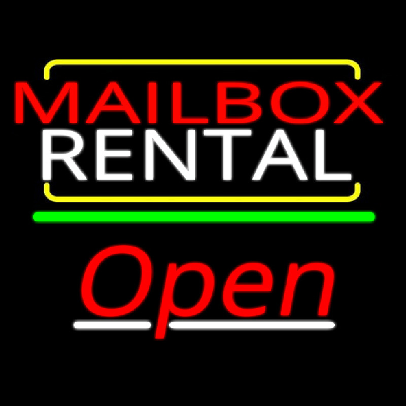 Red Mailbo  Blue Rental Open 3 Neonkyltti