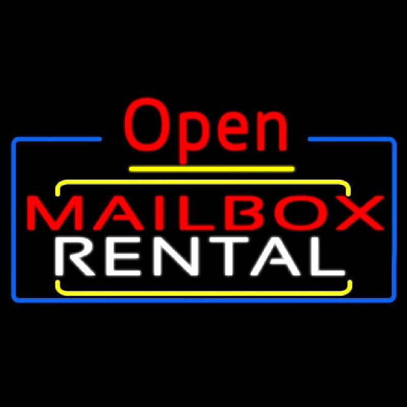 Red Mailbo  Blue Rental Open 4 Neonkyltti