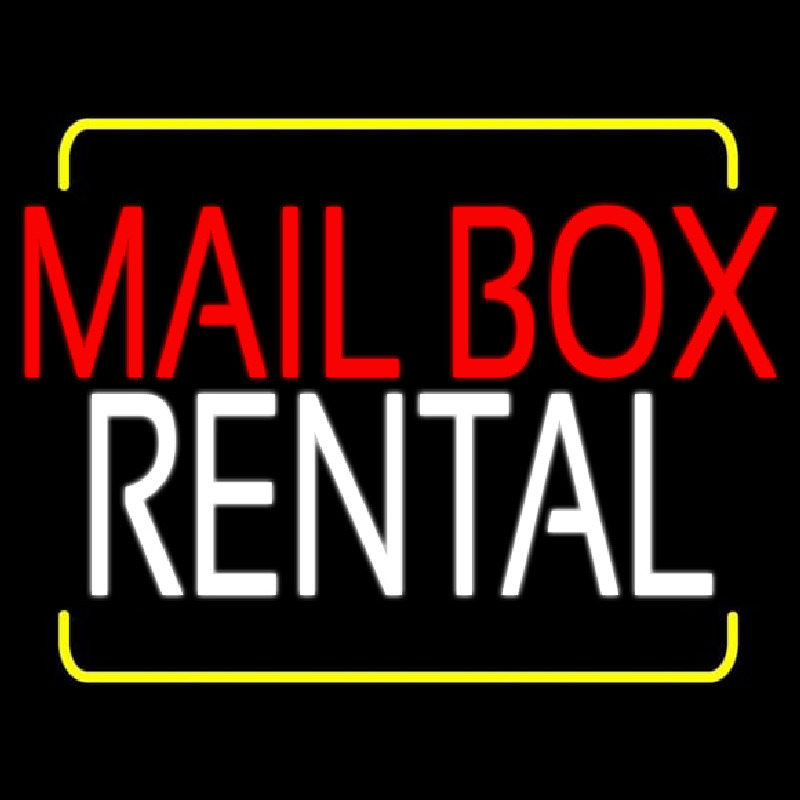 Red Mailbo  Blue Rental With Yellow Border Neonkyltti