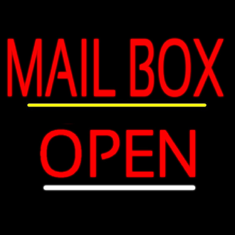 Red Mailbo  Open Yellow Line Neonkyltti
