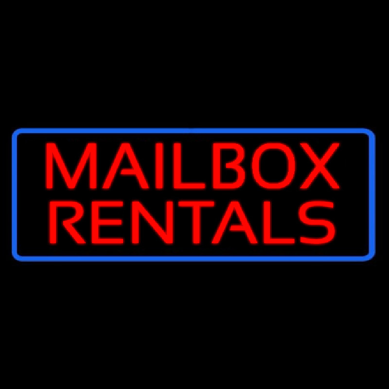 Red Mailbo  Rentals Blue Border Neonkyltti