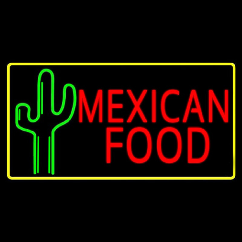 Red Me ican Food With Cactus Logo Neonkyltti