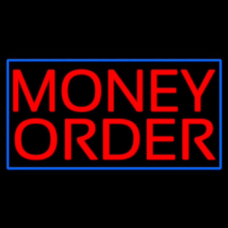 Red Money Order Blue Border Neonkyltti