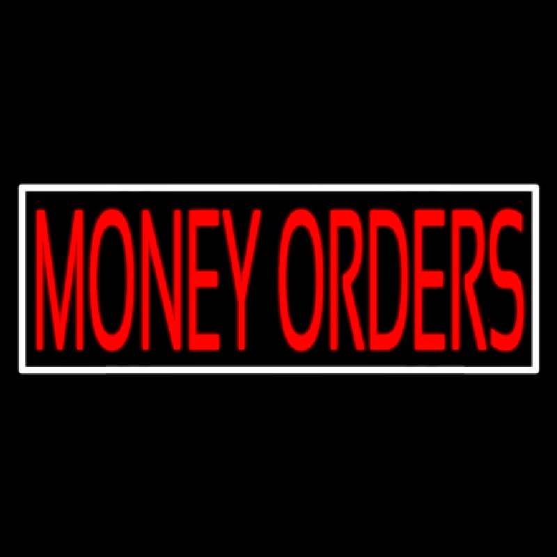 Red Money Orders White Border Neonkyltti
