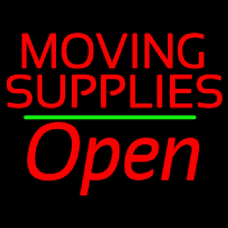 Red Moving Supplies Open Green Line 1 Neonkyltti