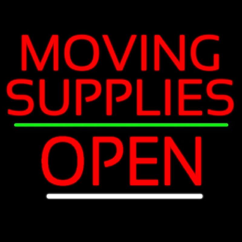 Red Moving Supplies Open Green Line 3 Neonkyltti