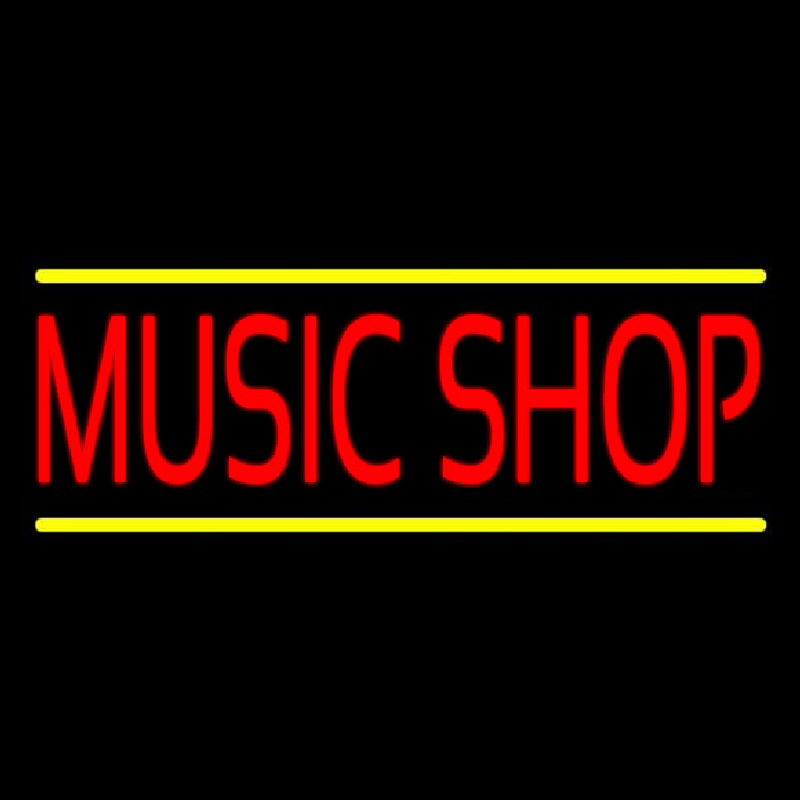 Red Music Shop Yellow Line Neonkyltti