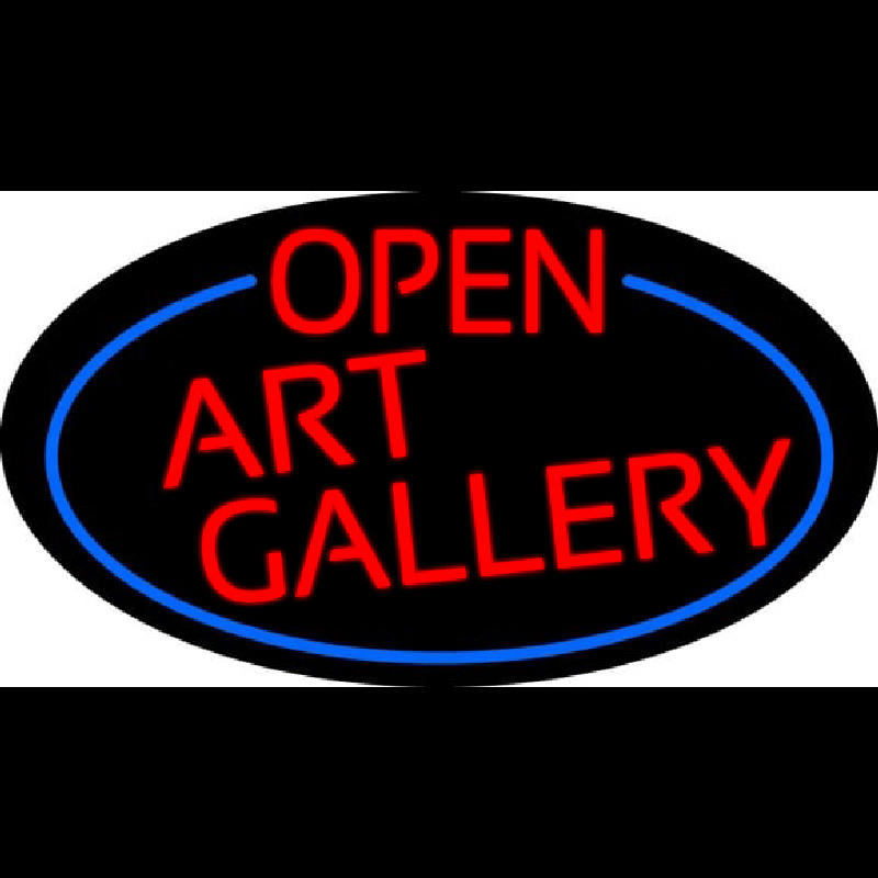 Red Open Art Gallery Oval With Blue Border Neonkyltti