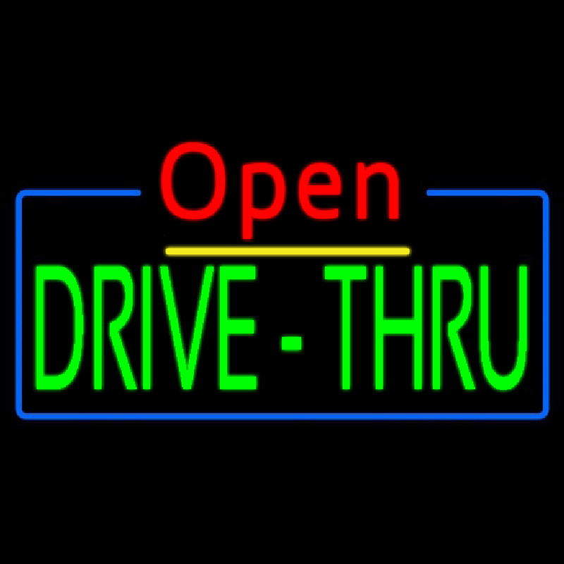 Red Open Green Drive Thru Neonkyltti