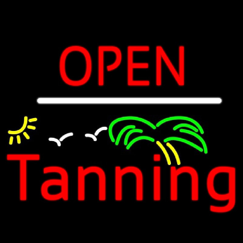 Red Open Tanning Palm Tree Neonkyltti