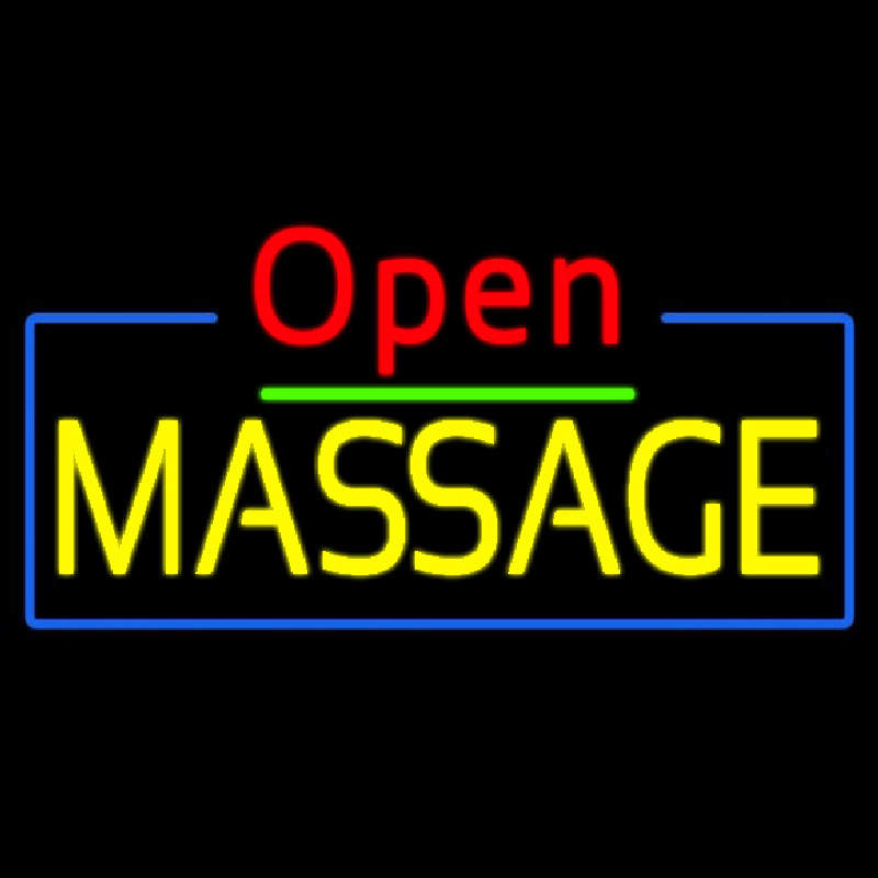 Red Open Yellow Massage Blue Border Neonkyltti