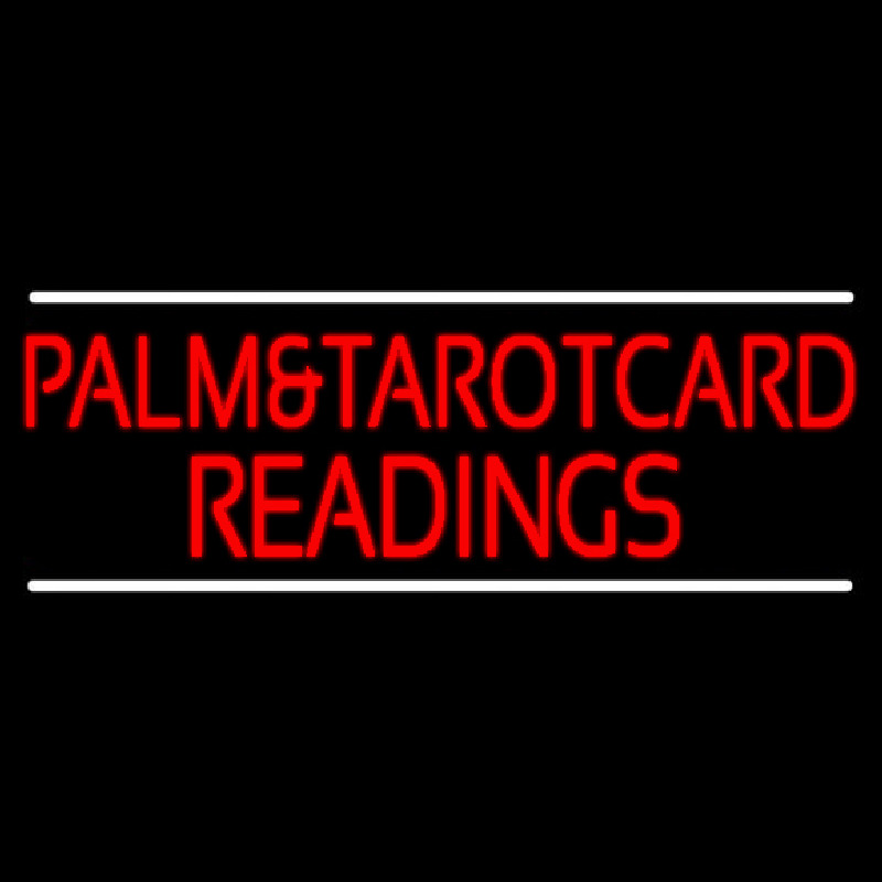 Red Palm And Tarot Card Readings White Line Neonkyltti