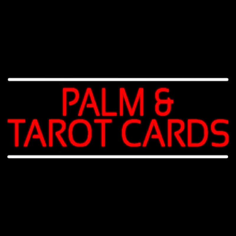 Red Palm And Tarot Cards Block With White Line Neonkyltti
