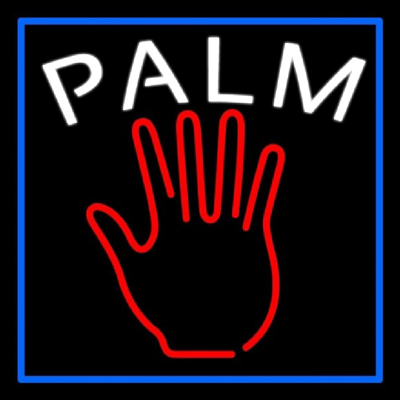 Red Palm Blue Border Neonkyltti