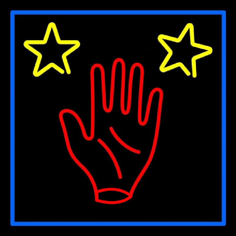 Red Palm Blue Border Neonkyltti