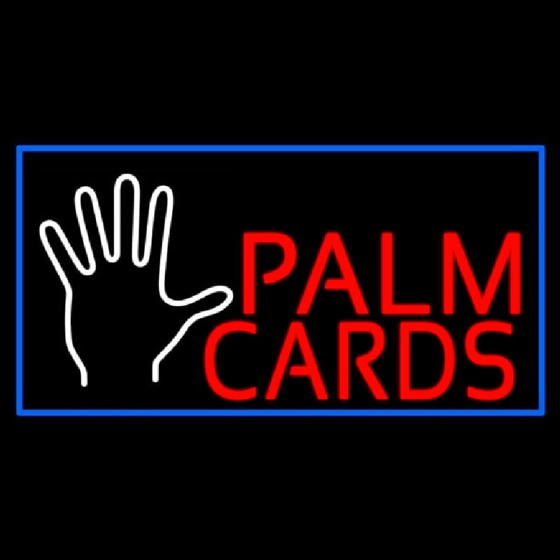 Red Palm Cards Blue Border Neonkyltti