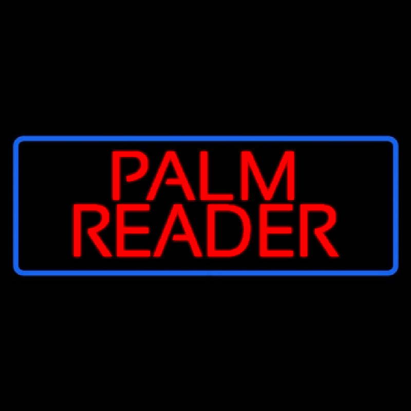 Red Palm Reader Blue Border Neonkyltti