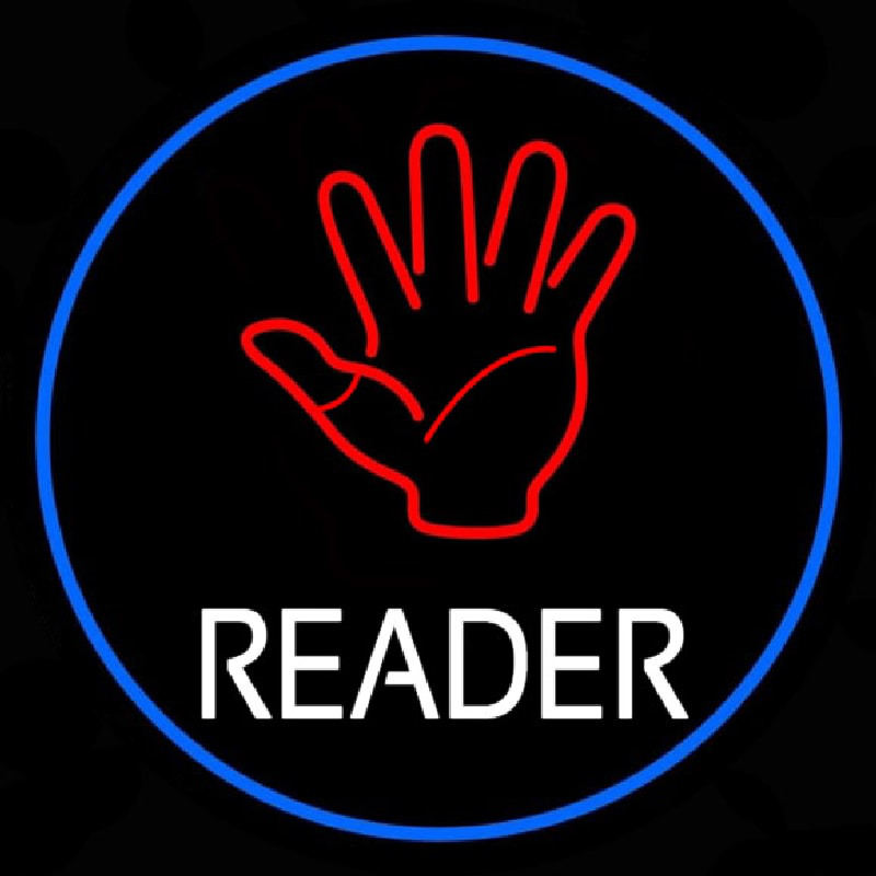 Red Palm White Reader Neonkyltti