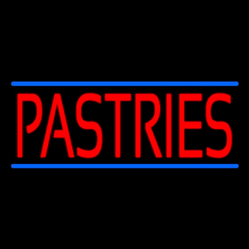 Red Pastries Blue Border Neonkyltti