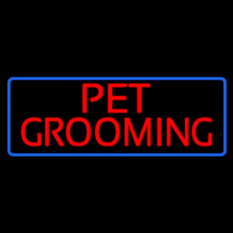 Red Pet Grooming Blue Border Neonkyltti