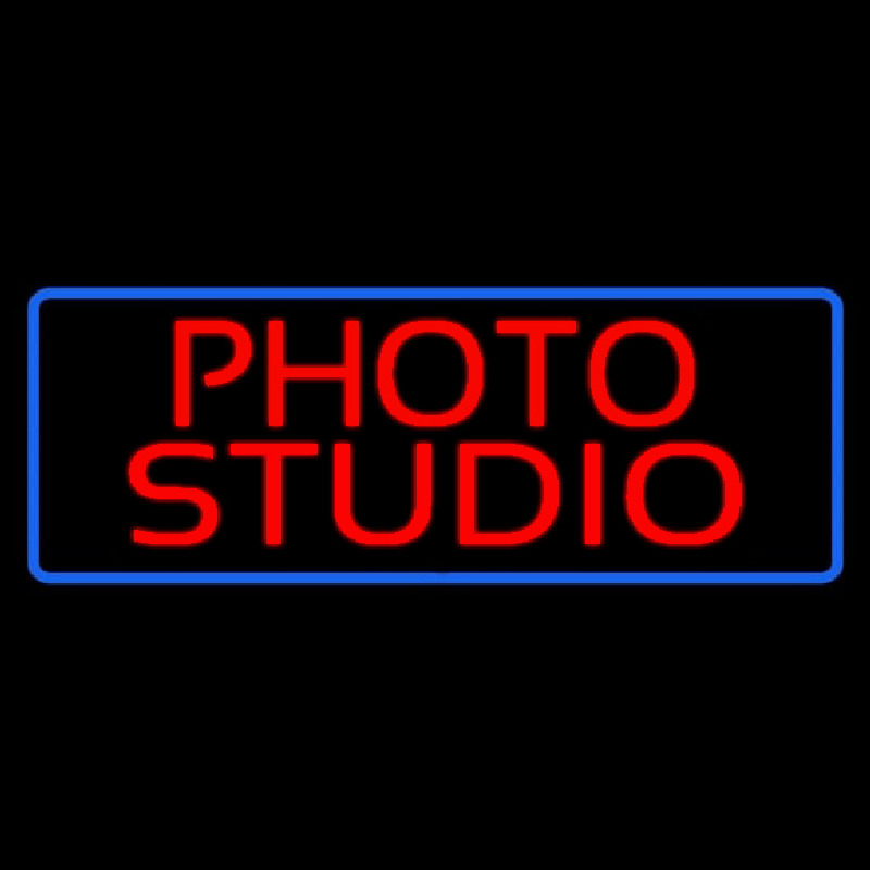 Red Photo Studio Blue Border Neonkyltti