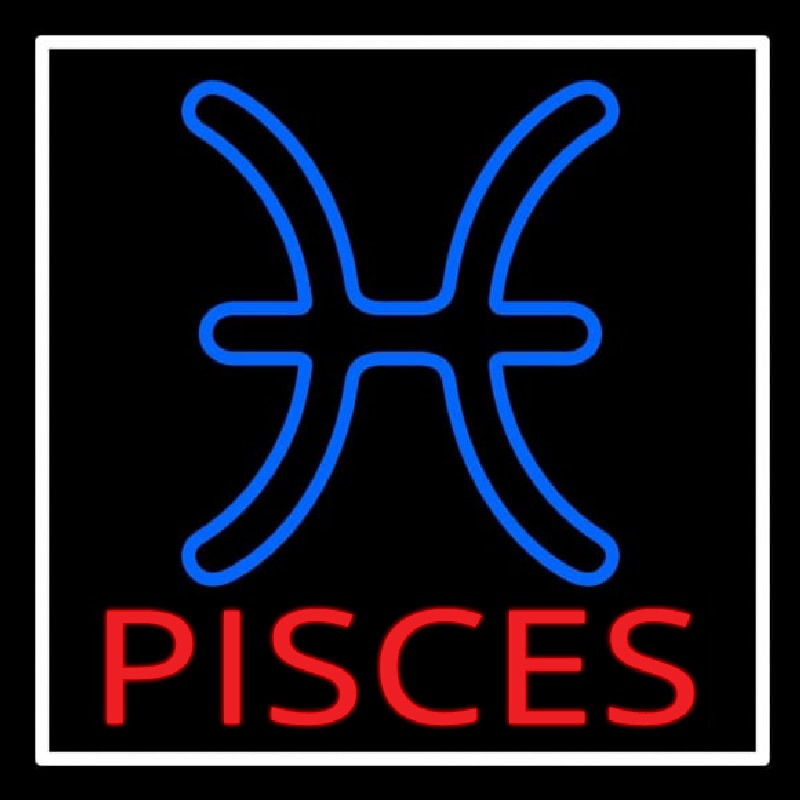Red Pisces White Border Neonkyltti
