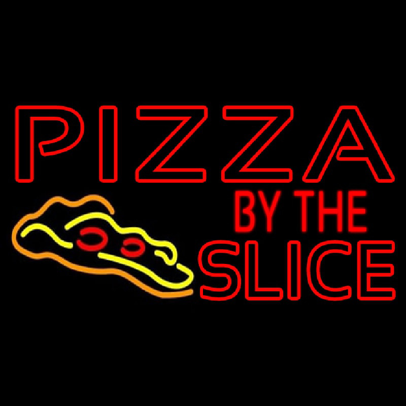Red Pizza By The Slice Logo Neonkyltti