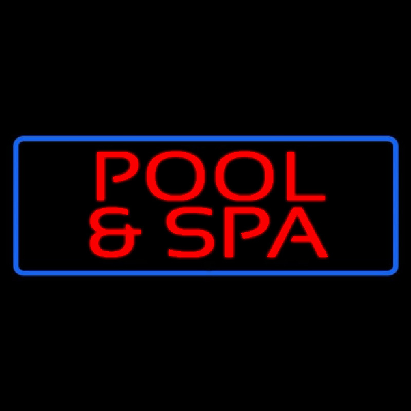 Red Pool And Spa Blue Border Neonkyltti