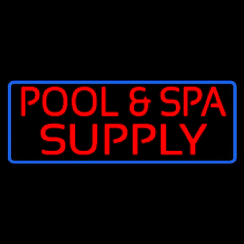 Red Pool And Spa Supply With Blue Border Neonkyltti