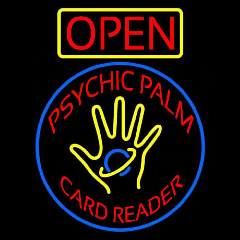 Red Psychic Palm Card Reader Open Neonkyltti