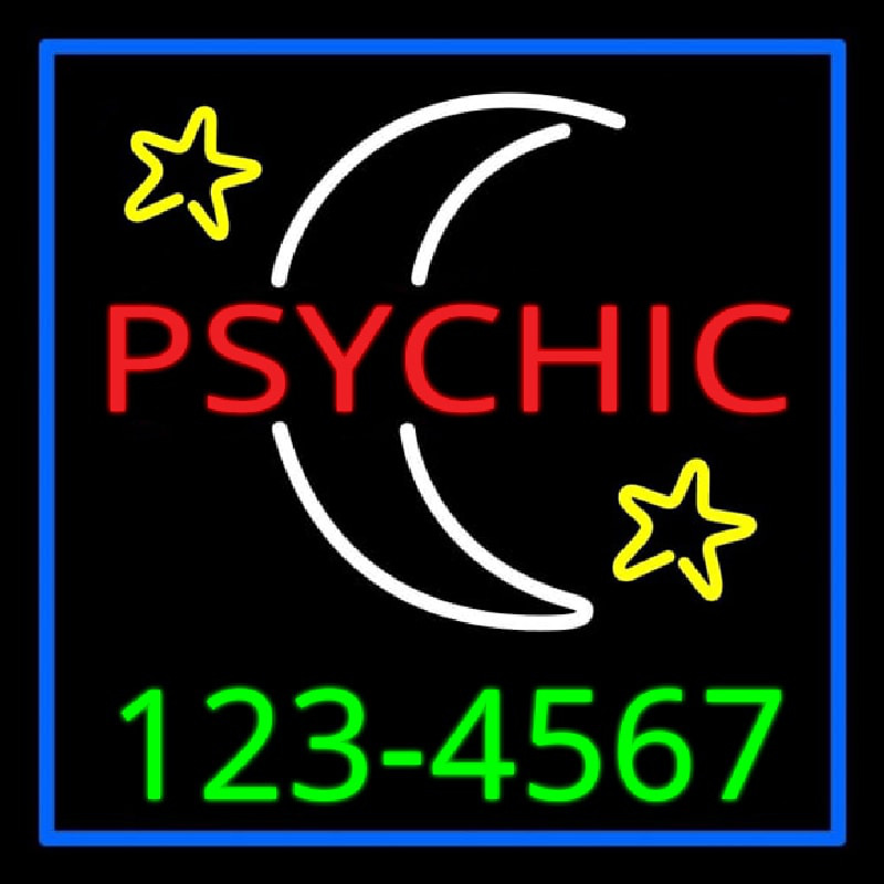 Red Psychic White Logo Green Phone Number Neonkyltti