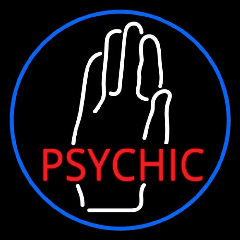 Red Psychic With White Palm Blue Border Neonkyltti
