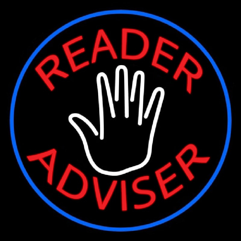 Red Reader Advisor And White Palm Blue Border Neonkyltti