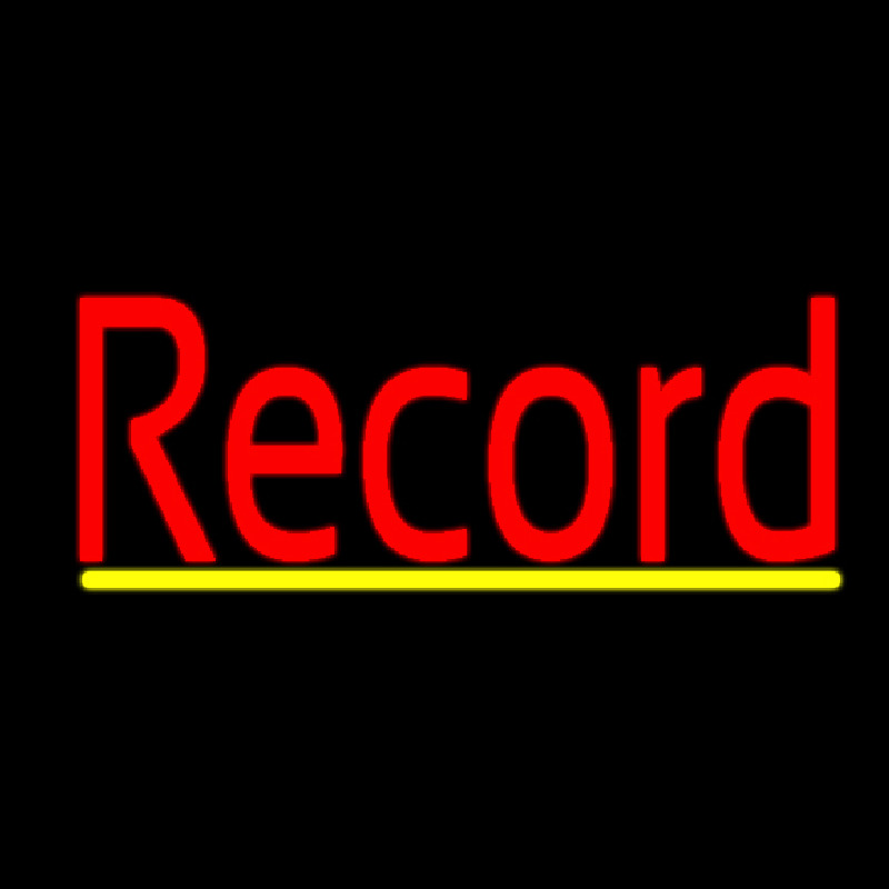 Red Record Cursive Yellow Line 2 Neonkyltti