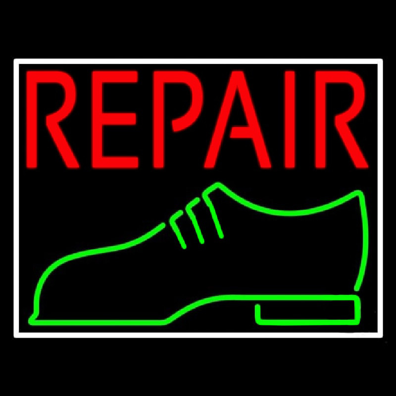 Red Repair Shoe Logo Neonkyltti