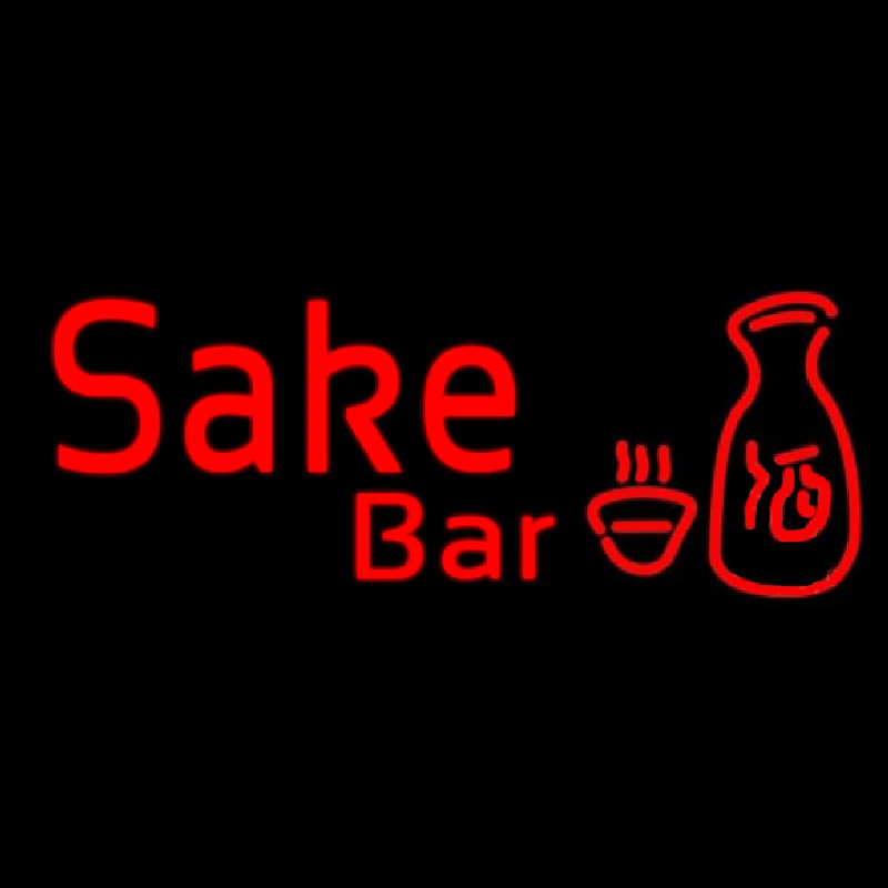Red Sake Bar With Bottle And Glass Neonkyltti