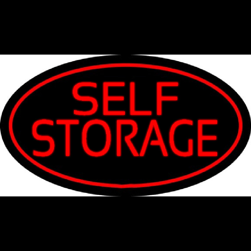 Red Self Storage Oval Neonkyltti