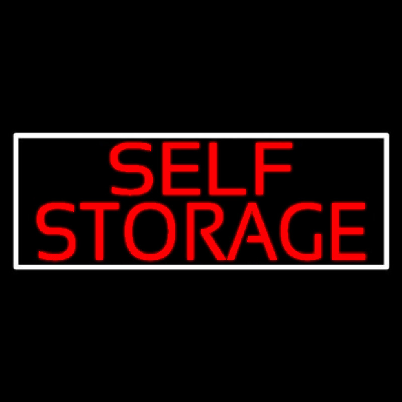 Red Self Storage White Border Neonkyltti