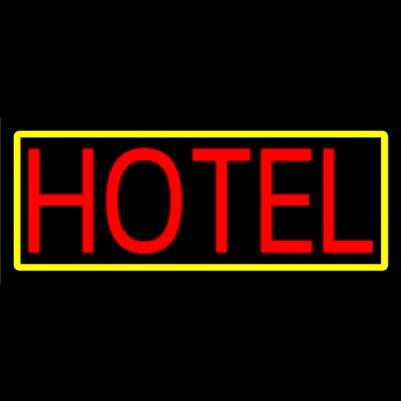 Red Simple Hotel With Yellow Neonkyltti