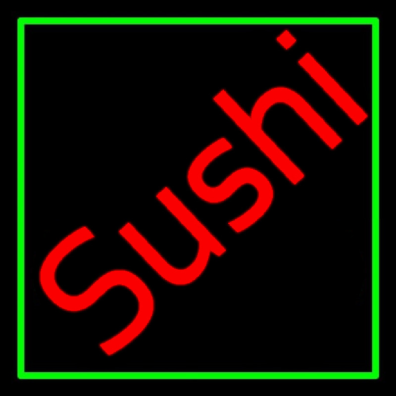 Red Sushi Green Border Neonkyltti
